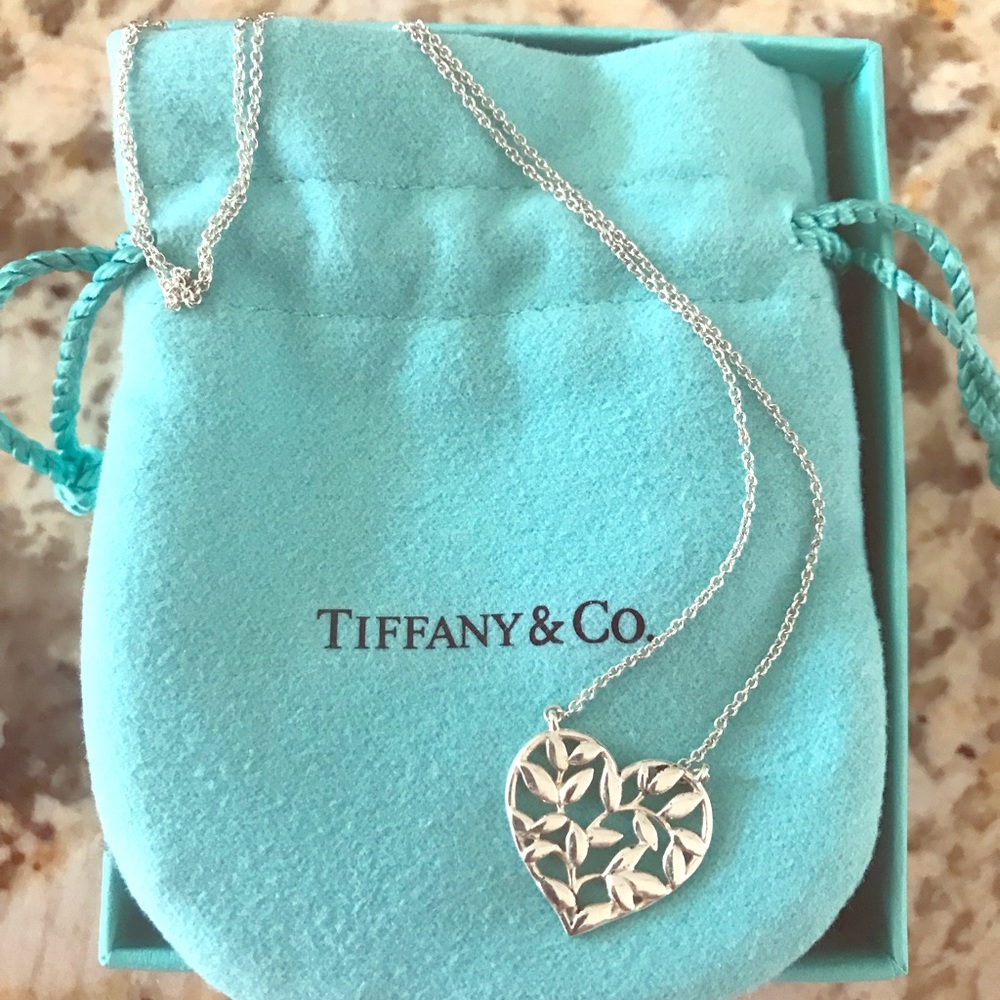 Tiffany lotus flower heart sterling silver